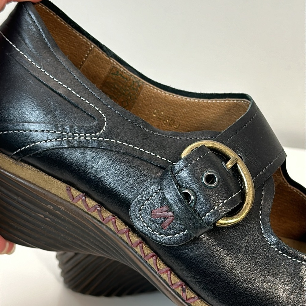 Romika Black Leather Mary Jane Wedge Heel Shoes Size 41(10-10.5) - Picture 15 of 16